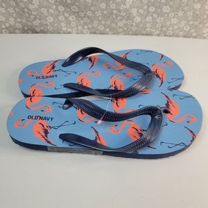 Mens Old Navy Blue Flamingo Flip Flops